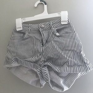 Black and white striped shorts